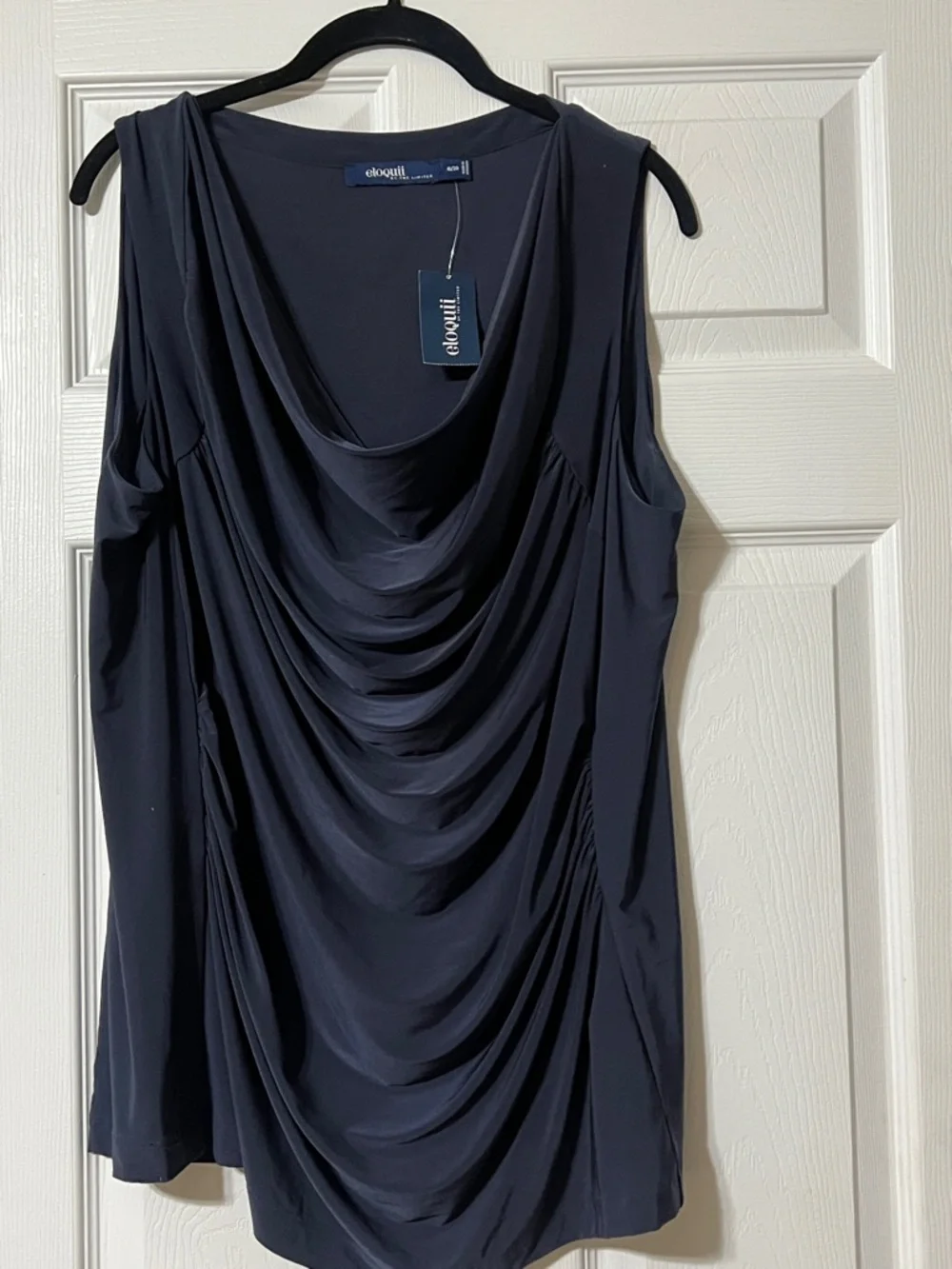 ELOQUII Draped Sleeveless Tank - Navy Sz 18/20W - Picture 1 of 3